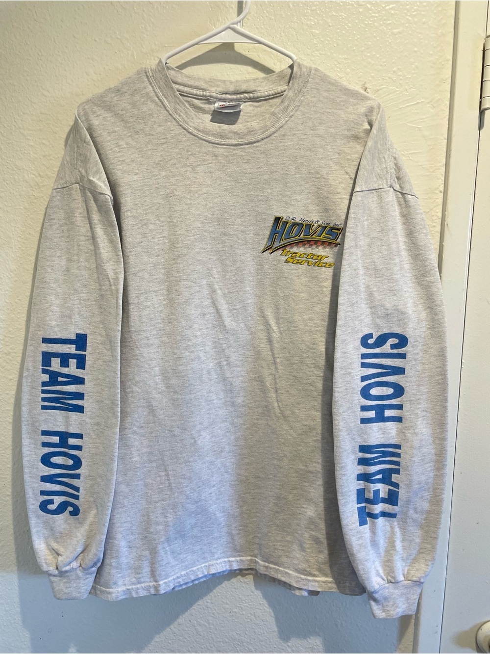 Vtg 90s Hovis Tractor Graphic Long Sleeve Tee • XL Hanes Beefy T 🚜